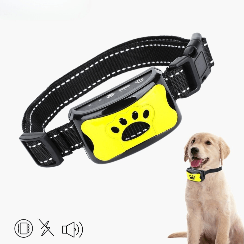 Petcomp Jaune WOOFSTOPPER™ - Collier anti-aboiements respectueux des animaux