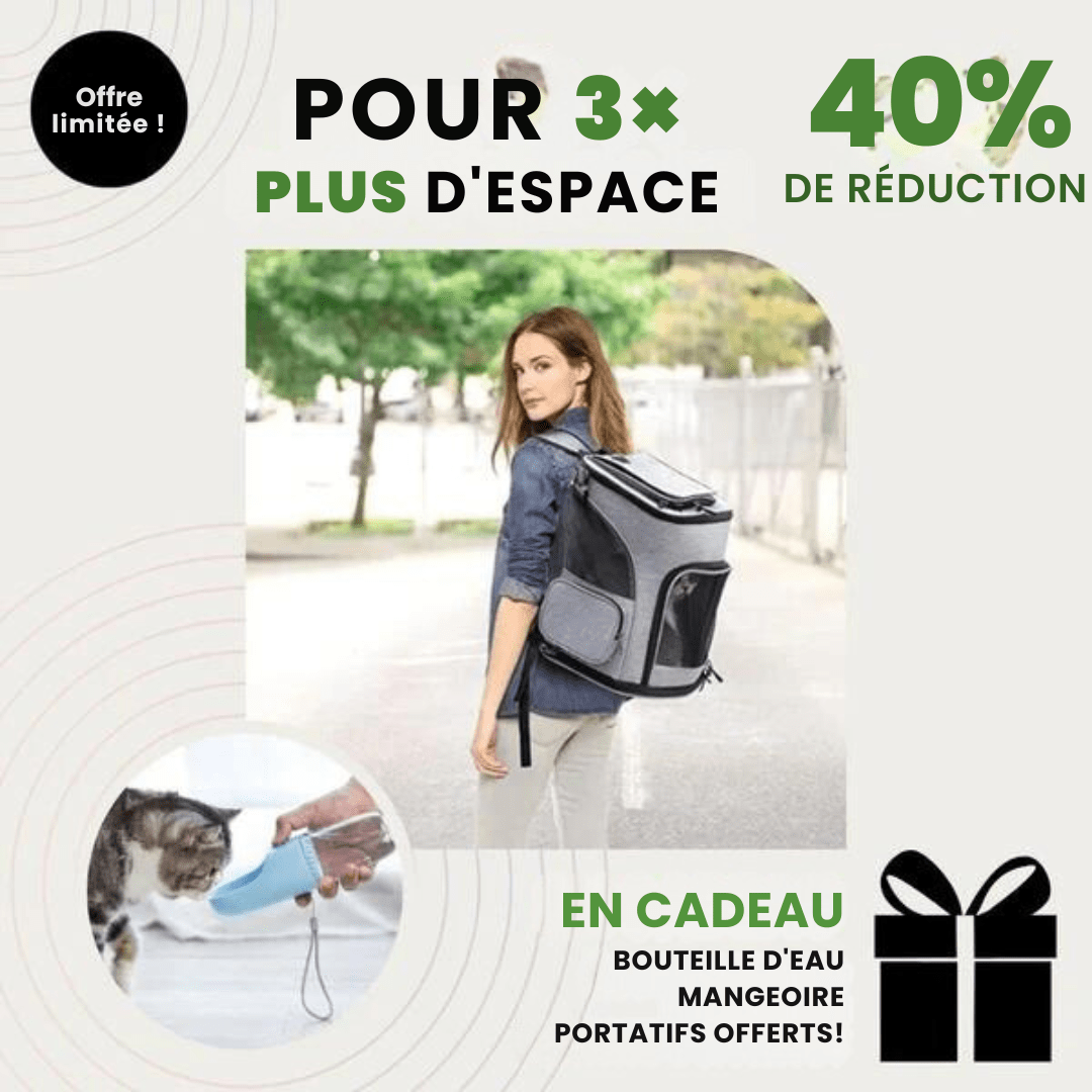 Petcomp Sac transport chat + 🎁 CarryFeed | Distributeur 2 en 1 Sac transport chat